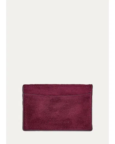 Graphic Image Slim Suede Card Case In Purple