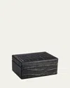 Graphic Image Small Croc-embossed Leather Box In Black