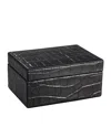 Graphic Image Small Croc-embossed Leather Box In Black