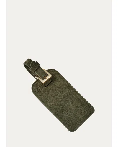 Graphic Image Suede Luggage Tag In Green