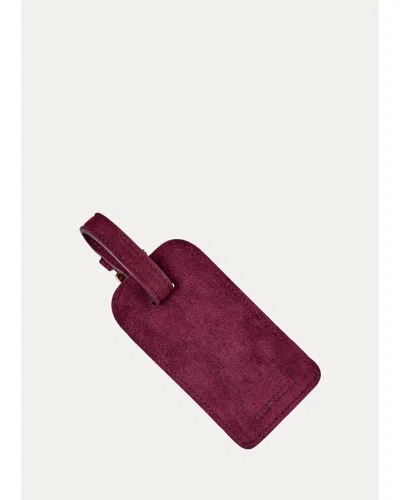 Graphic Image Suede Luggage Tag In Purple