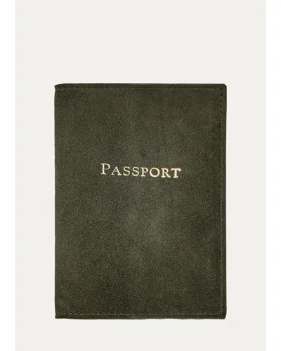 Graphic Image Suede Passport Holder In Green