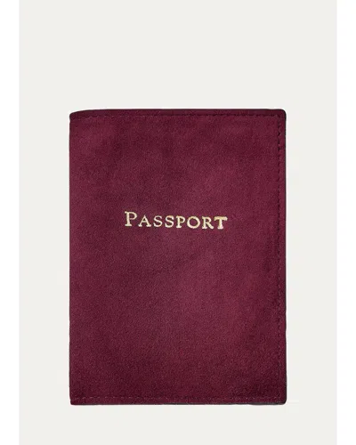 Graphic Image Suede Passport Holder In Purple