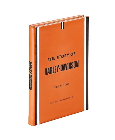 Graphic Image The Story Of Harley Davidson Leather Bound Book In Orange