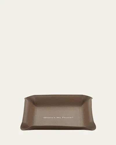 Graphic Image Where's My Phone? Leather Valet Tray In Brown