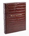 Graphic Image Croc-embossed Tabbed Leather Wine Dossier In Brown