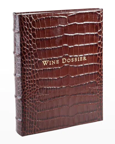 Graphic Image Wine Tabbed Leather Dossier In Burgundy