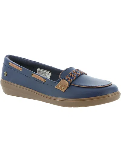 Grasshoppers Windsor Womens Leather Slip On Boat Shoes In Blue