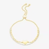 Gratitude & Grace Womens Cubic Zirconia Heart Bolo Bracelet In Gold
