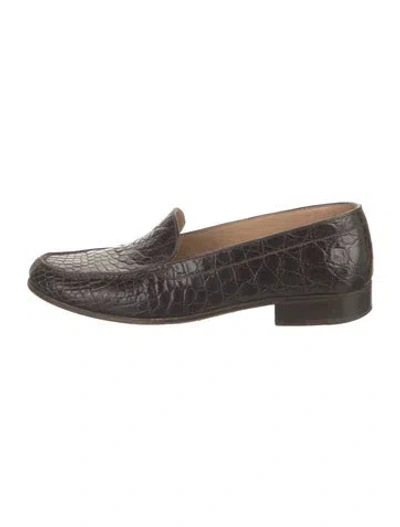 Pre-owned Gravati Leather Animal Print Loafers In Brown