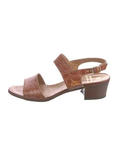 Pre-owned Gravati Leather Animal Print Sandals In Brown