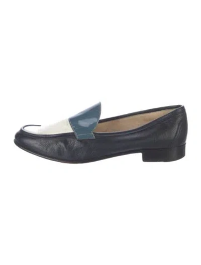 Pre-owned Gravati Leather Colorblock Pattern Loafers In Blue