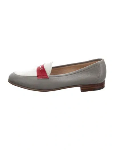 Pre-owned Gravati Leather Colorblock Pattern Loafers In Grey