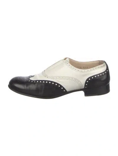 Pre-owned Gravati Leather Colorblock Pattern Oxfords In Black