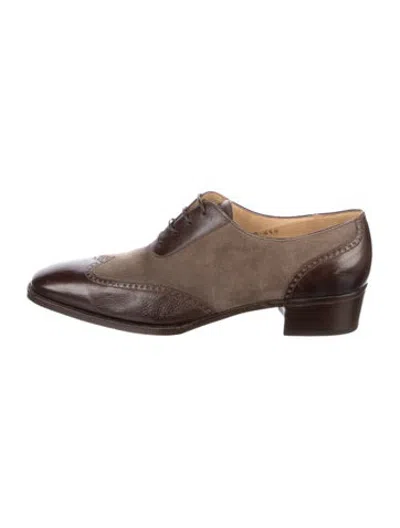 Pre-owned Gravati Leather Colorblock Pattern Pumps In Brown