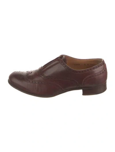 Pre-owned Gravati Leather Lasercut Accents Oxfords In Burgundy