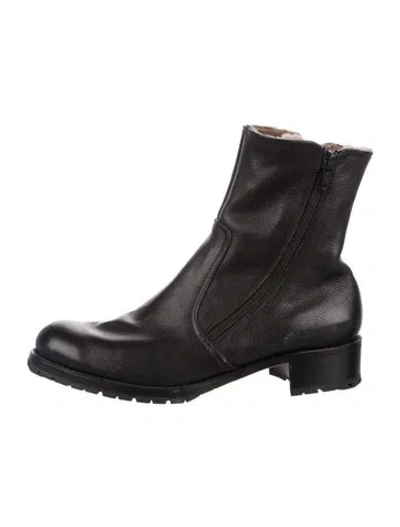 Pre-owned Gravati Leather Moto Boots In Black