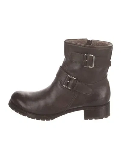 Pre-owned Gravati Leather Moto Boots In Brown
