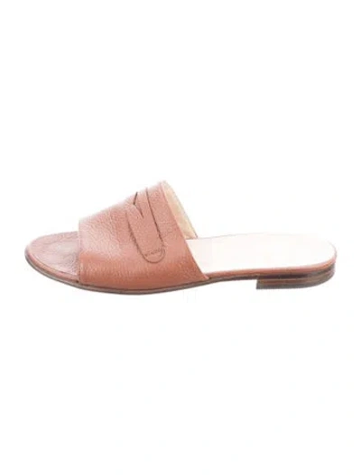 Pre-owned Gravati Leather Slides In Brown