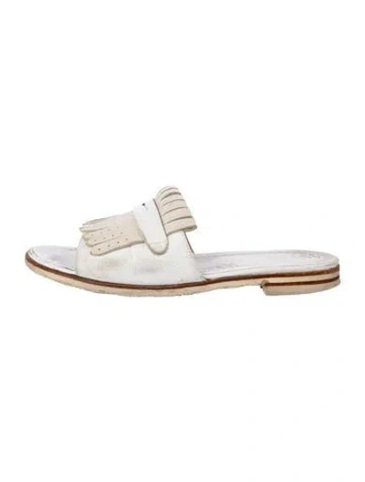 Pre-owned Gravati Leather Slides In White
