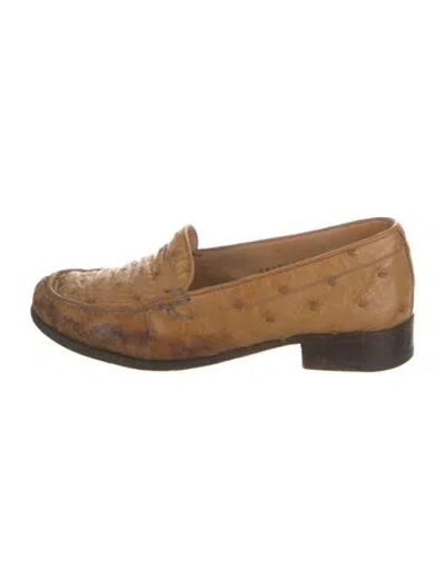 Pre-owned Gravati Ostrich Animal Print Loafers In Neutral