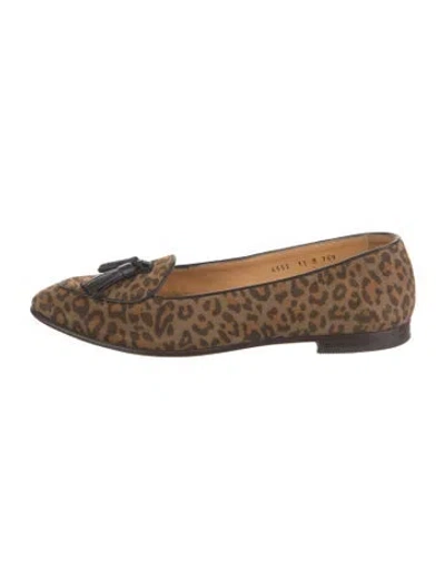 Pre-owned Gravati Suede Animal Print Loafers
