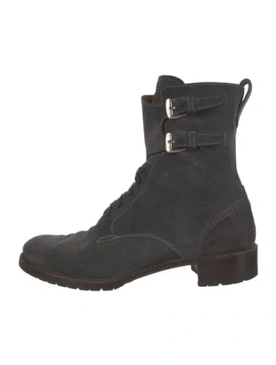 Pre-owned Gravati Suede Combat Boots In Black