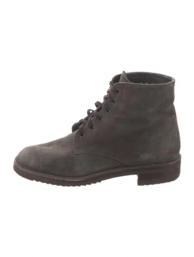 Pre-owned Gravati Suede Combat Boots In Gray