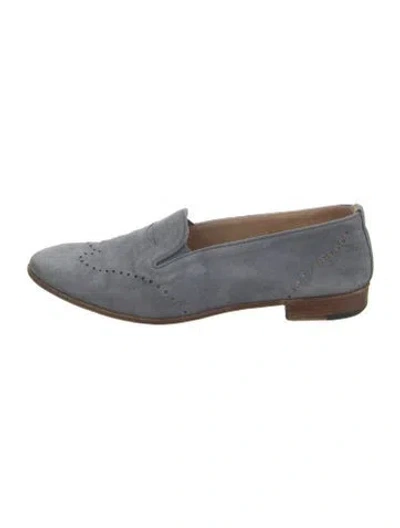 Pre-owned Gravati Suede Lasercut Accents Loafers In Blue