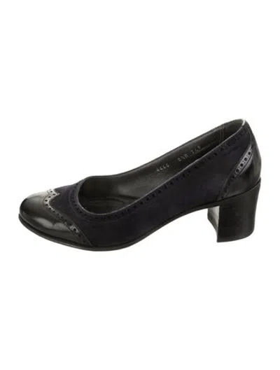 Pre-owned Gravati Suede Lasercut Accents Pumps In Blue