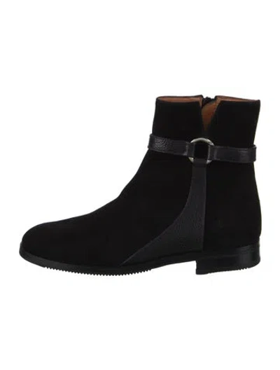 Pre-owned Gravati Suede Moto Boots In Black