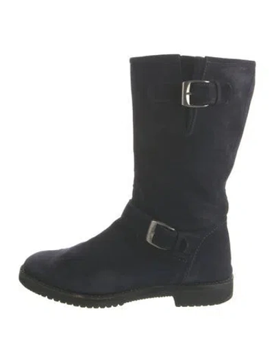 Pre-owned Gravati Suede Moto Boots In Blue