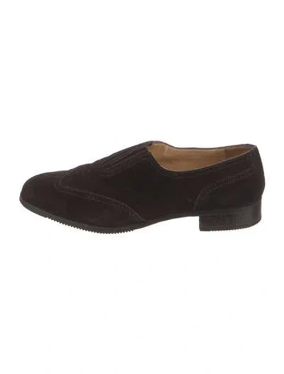 Pre-owned Gravati Suede Oxfords In Brown
