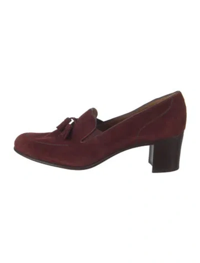 Pre-owned Gravati Suede Tassel Accents Pumps In Burgundy