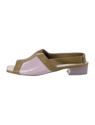 Pre-owned Gray Matters Leather Colorblock Pattern Flats In Purple