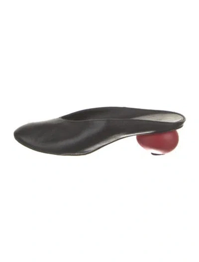 Pre-owned Gray Matters Leather Mules In Black