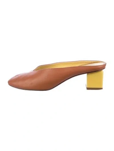 Pre-owned Gray Matters Leather Mules In Brown
