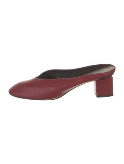Pre-owned Gray Matters Leather Mules In Burgundy