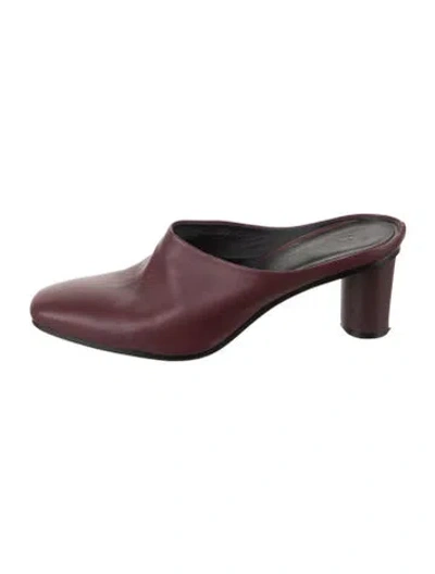 Pre-owned Gray Matters Leather Mules In Burgundy