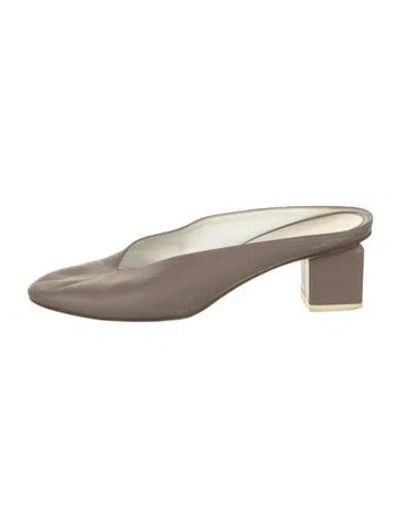 Pre-owned Gray Matters Leather Mules In Gray