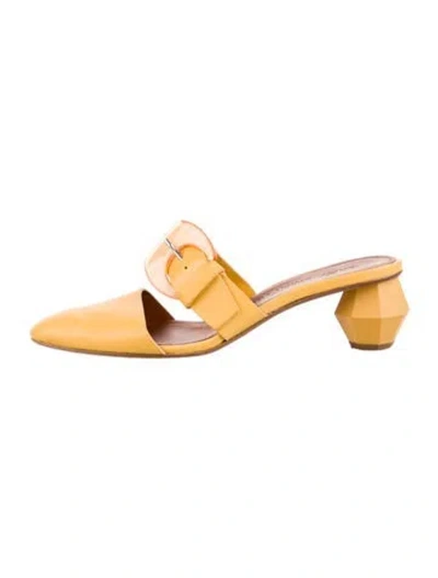Pre-owned Gray Matters Leather Mules In Yellow