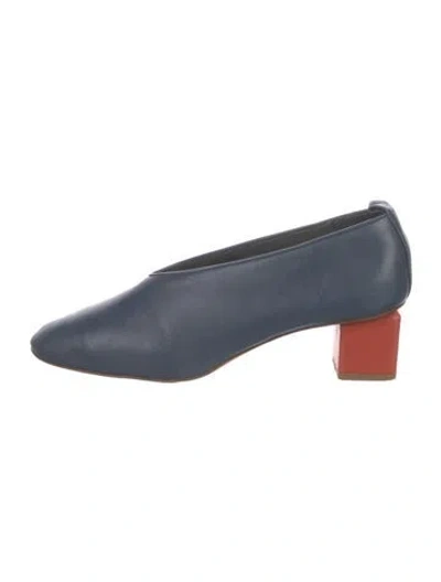 Pre-owned Gray Matters Leather Pumps In Blue