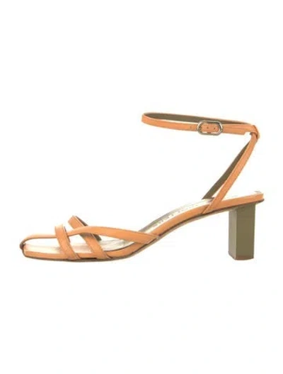 Pre-owned Gray Matters Leather Sandals In Orange