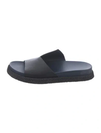 Pre-owned Gray Matters Leather Slides In Blue