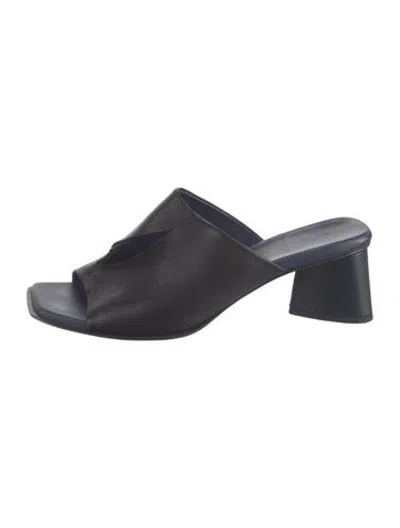 Pre-owned Gray Matters Leather Slides In Blue