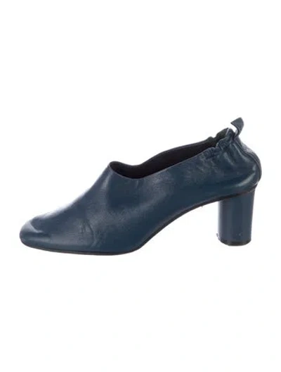 Pre-owned Gray Matters Leather Slingback Pumps In Blue