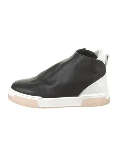 Pre-owned Gray Matters Leather Wedge Sneakers In Black