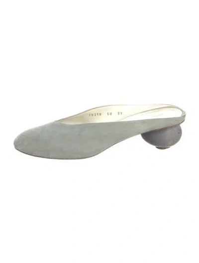 Pre-owned Gray Matters Suede Mules In Blue