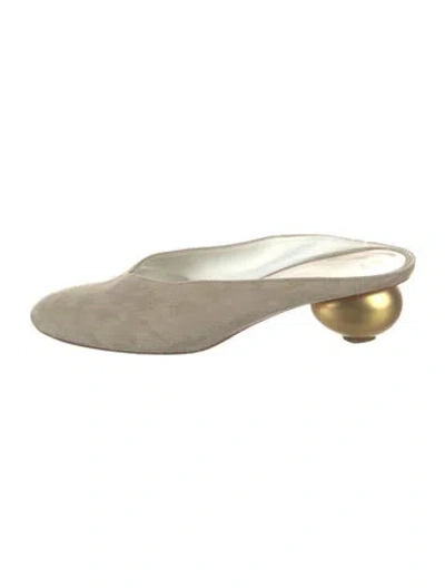Pre-owned Gray Matters Suede Mules In Neutral