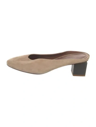 Pre-owned Gray Matters Suede Mules In Neutral